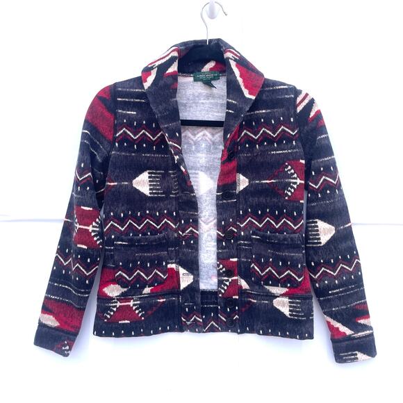 Lauren Jeans Ralph Lauren Southwest Aztec Print Fleece Jacket Size PXS - Picture 1 of 10